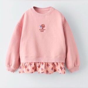 NWT Zara Kids girls toddler combination floral sweatshirt spring pink